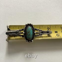 VTG Native American Sterling Silver Turquoise Fred Harvey Era Bar Brooch Pin