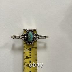 VTG Native American Sterling Silver Turquoise Fred Harvey Era Bar Brooch Pin