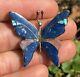 Vtg Native American Zuni Sterling Silver Inlay Blue Lapis Butterfly Pin Pendant