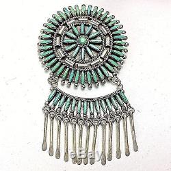 VTG Native American Zuni Sterling Silver Turquoise Pin Pendant Brooch Peyketewa
