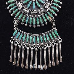 VTG Native American Zuni Sterling Silver Turquoise Pin Pendant Brooch Peyketewa