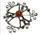 Vtg Native Tribal Sterling Silver Coral Sandcast Brutalist Modernist Pin Brooch