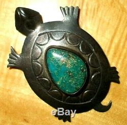 VTG Navajo Hopi Water Turtle 9.4g Native American Green Turquoise Stone Silver