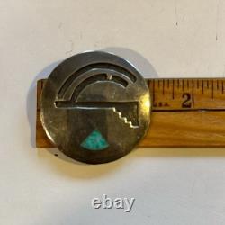 VTG Post WWII Era Native American Hopi Water Wave Design Turquiose Inlay Brooch