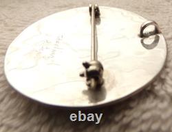 VTG R. BOYD STERLING SILVER ZUNI INDIAN RUBY THROAT HUMMINGBIRD INLAY PIN 1960s