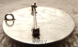 VTG R. BOYD STERLING SILVER ZUNI INDIAN RUBY THROAT HUMMINGBIRD INLAY PIN 1960s