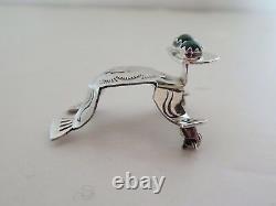 VTG RUNNING BEAR Native American Sterling Silver 3D Frog Pin Brooch Malachite RB