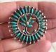 Vtg Signed Zuni Native American Sterling Silver Needlepoint Turquoise Pin Brooch