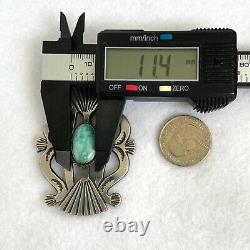 VTG Sterling Silver 925 2.5 Sandcast Navajo Stamped Kingman Turquoise Brooch