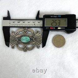 VTG Sterling Silver 925 2.5 Sandcast Navajo Stamped Kingman Turquoise Brooch