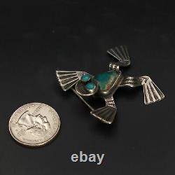 VTG Sterling Silver NAVAJO Turquoise Stamped Frog Animal Brooch Pin 9g