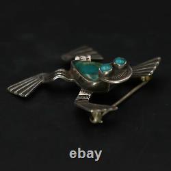 VTG Sterling Silver NAVAJO Turquoise Stamped Frog Animal Brooch Pin 9g