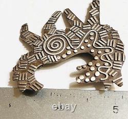 VTG Sterling Silver Native American Artisan Coyote Wolf Brooch Awesome OLD