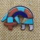 Vtg Sterling Silver Old Pawn Hopi Kachina Stone Inlay Brooch Pin Native American