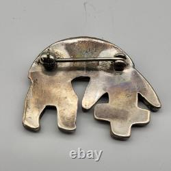 VTG Sterling Silver Old Pawn Hopi Kachina Stone Inlay Brooch Pin Native American