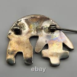 VTG Sterling Silver Old Pawn Hopi Kachina Stone Inlay Brooch Pin Native American