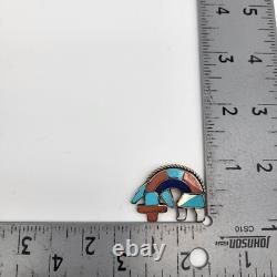 VTG Sterling Silver Old Pawn Hopi Kachina Stone Inlay Brooch Pin Native American