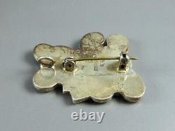 VTG ZUNI Sterling Silver TURQUOISE STONE INLAY Teddy Bear PENDANT BROOCH PIN RL