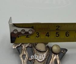 VTG Zealandia Native American Face Carved Brooch Sterling Silver