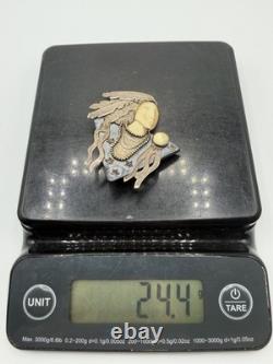 VTG Zealandia Native American Face Carved Brooch Sterling Silver
