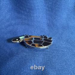 VTG Zuni Sterling Silver Turtle Pin Brooch Native American Mosaic Inlay Unsigned