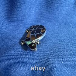 VTG Zuni Sterling Silver Turtle Pin Brooch Native American Mosaic Inlay Unsigned