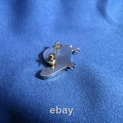 VTG Zuni Sterling Silver Turtle Pin Brooch Native American Mosaic Inlay Unsigned