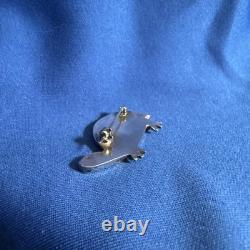 VTG Zuni Sterling Silver Turtle Pin Brooch Native American Mosaic Inlay Unsigned