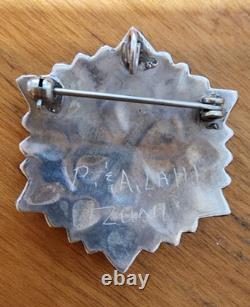 VTG Zuni Turquoise Pendant Necklace Sterling Silver 1.4 Arlita Lahi OS710