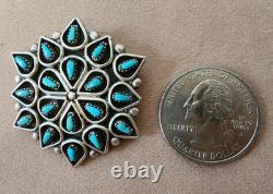 VTG Zuni Turquoise Pendant Necklace Sterling Silver 1.4 Arlita Lahi OS710