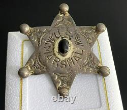 VTGNative American JOAN SLIFKA Sterling Silver US MARSHAL Onyx Badge Pin/Pendant