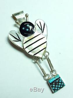 Valerie Comosone Zuni Channel Inlay Flying Insect Sterling Pendant Pin 3563