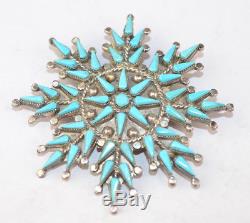Vera Halusewa Native American Zuni Sterling Silver Snowflake 2.25 Pin Pendant
