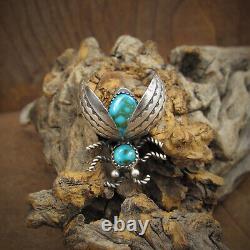 Very Cute Sterling Silver and Beautiful Turquoise Bug Pin