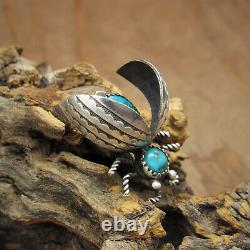 Very Cute Sterling Silver and Beautiful Turquoise Bug Pin