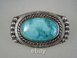 Very Fine Old Navajo Sterling Silver & Turquoise Pin Brooch