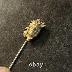 Very Rare Antique Native American Indian Chief Stickpin Pin Mint 1920's