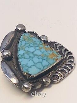 Very Rare Vintage Old Pawn Native American Turquoise Brooch