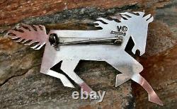 Vin NAVAJO ROBERT VANDOVER STERLING GREEN TURQUOISE & SODALITE HORSE PONY BROOCH