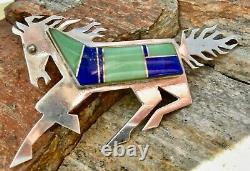 Vin NAVAJO ROBERT VANDOVER STERLING GREEN TURQUOISE & SODALITE HORSE PONY BROOCH