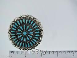 Vinatge Zuni Sterling Silver Turquoise Needlepoint Pin / Pendant
