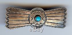 Vintage 1930's Navajo Indian Silver & Turquoise Pin Brooch