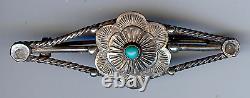 Vintage 1940's Navajo Indian Silver Turquoise Pin Brooch