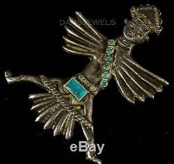 Vintage 1940's Navajo Old Pawn Gorgeous KACHINA Turquoise Sterling Pin Brooch