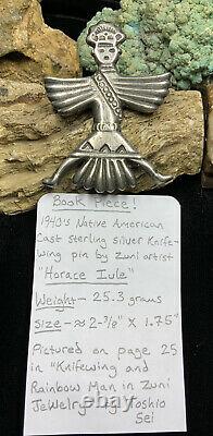 Vintage, 1940's Zuni Horace Iule Sterling Silver Knifewing Pin, BOOK PIECE