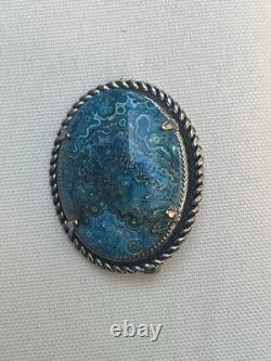 Vintage 1950's LAWRENCE Turquoise Pin Sterling Silver Native American