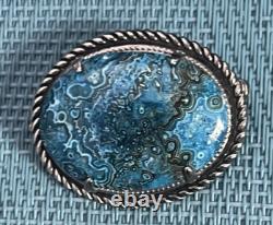 Vintage 1950's LAWRENCE Turquoise Pin Sterling Silver Native American