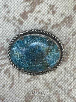 Vintage 1950's LAWRENCE Turquoise Pin Sterling Silver Native American
