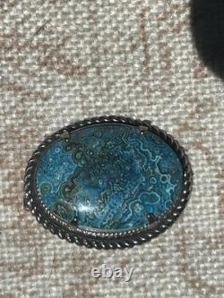 Vintage 1950's LAWRENCE Turquoise Pin Sterling Silver Native American