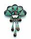 Vintage 1960's Zuni Sterling Silver Multi Stone Inlay Sungod Brooch Pin